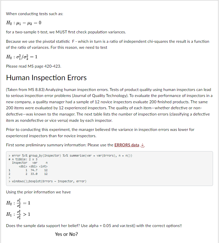 Here is the ERRORS data set. \fWhen conducting