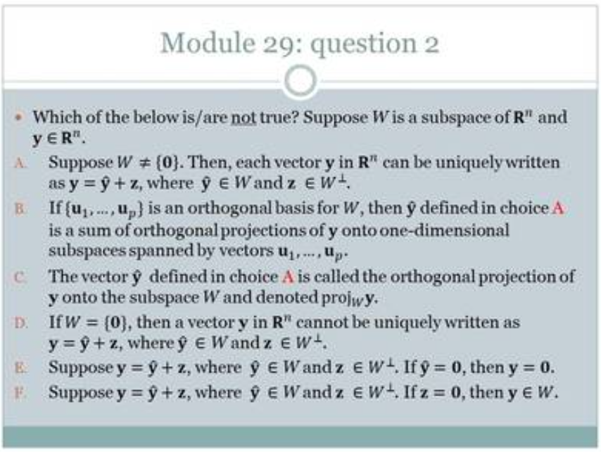 29.1 Which of the below is/are not true? Module