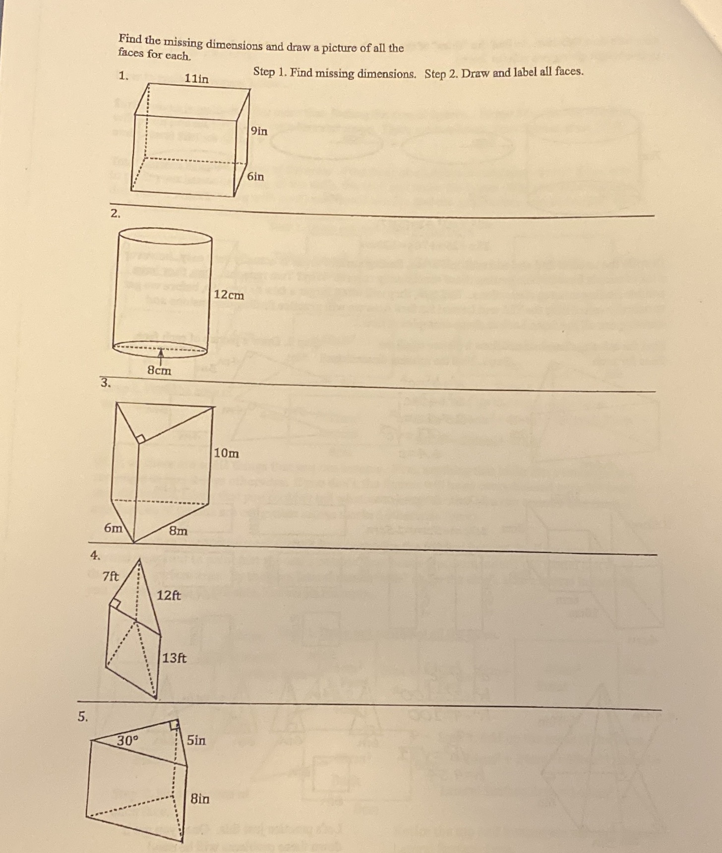 Find the missing dimensions and draw a picture of