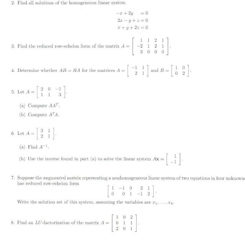 2. Find all solutions of the homogeneous linear