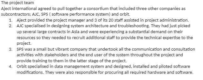 The project team Aject international agreed to