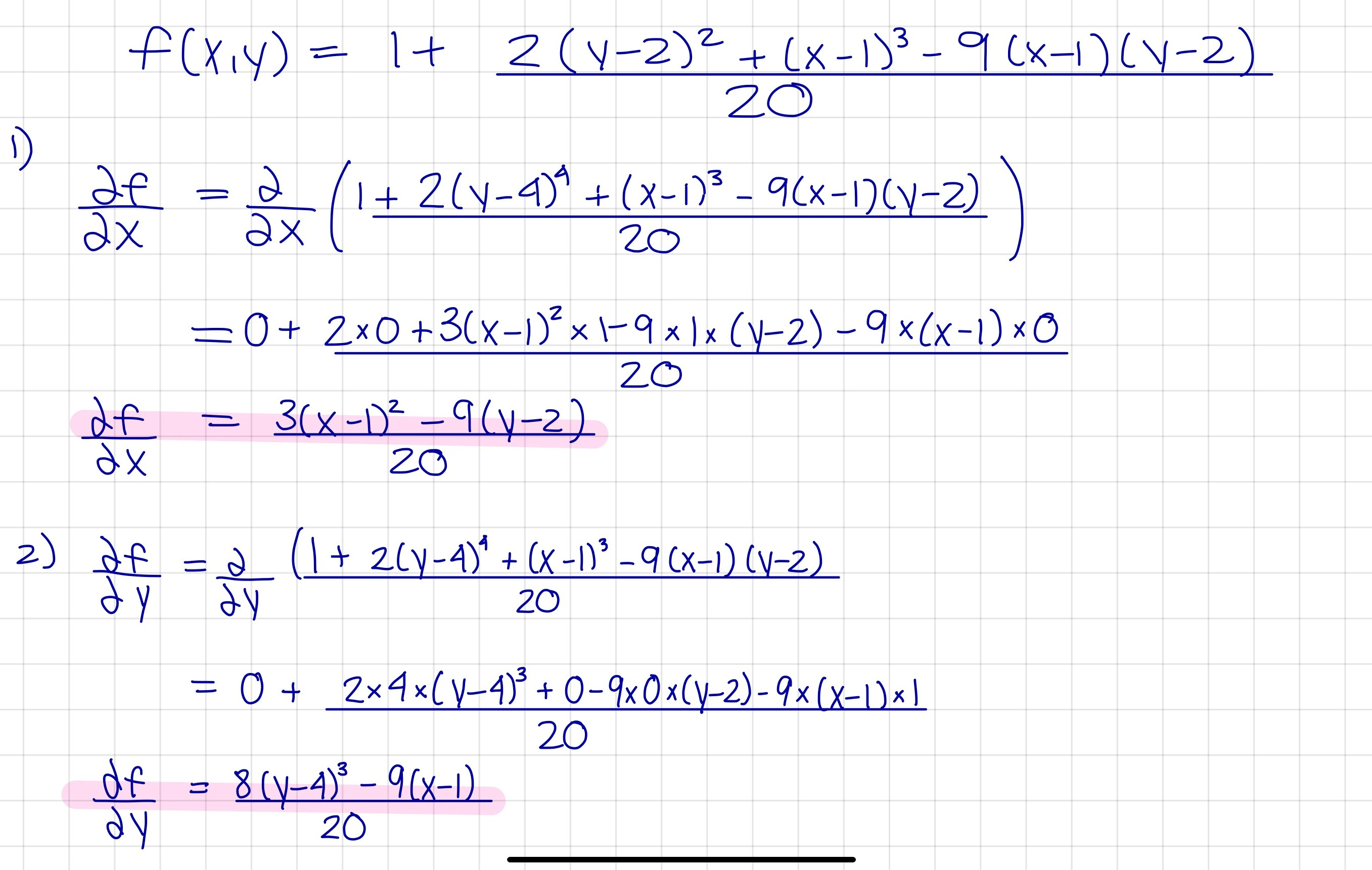 This is the function. 2(y - 2)4+ (x-1)3 - 9(x -1)