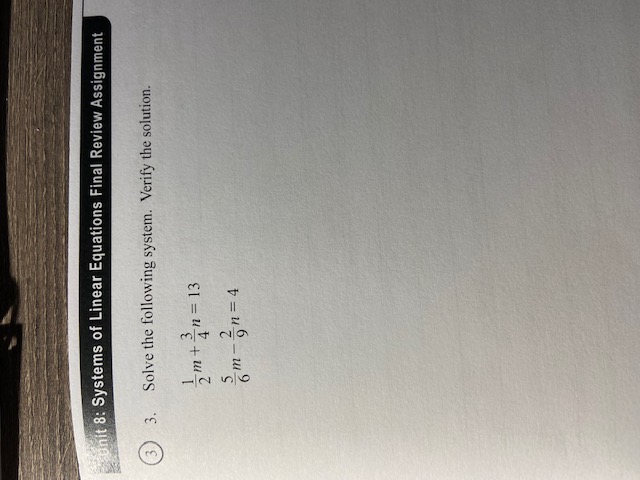 Unit 8: Systems of Linear Eq 3 2. Solve the