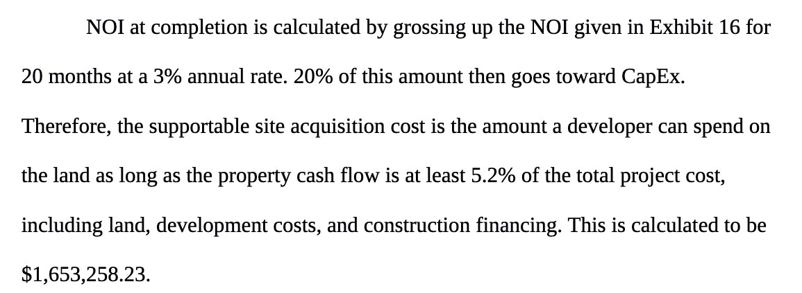 NOI at completion is calculated by grossing up