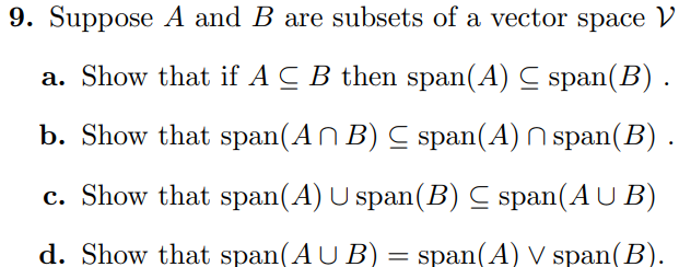 9. Suppose A and B are subsets of a vector space