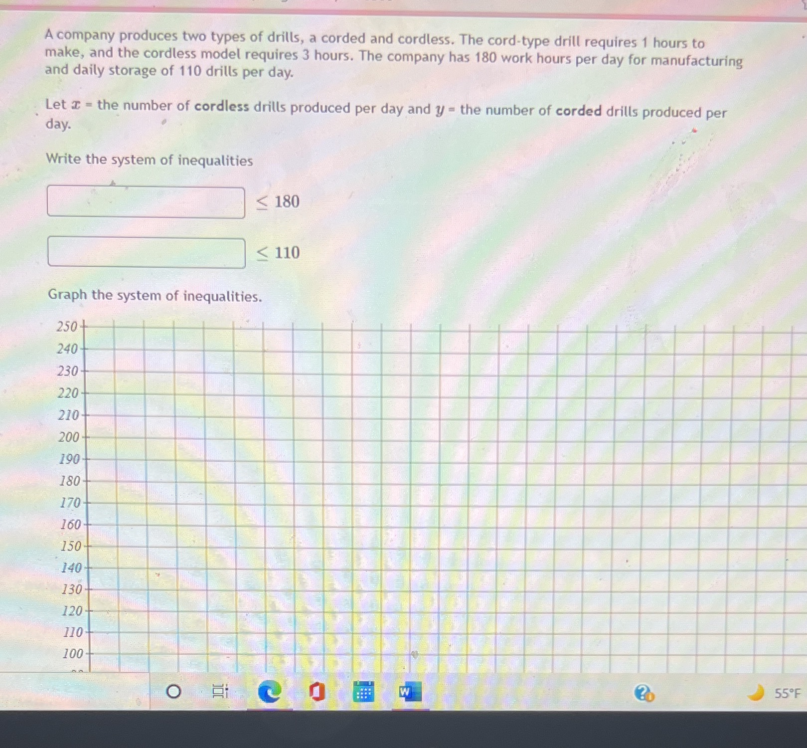 A company produces two types of drills, a corded