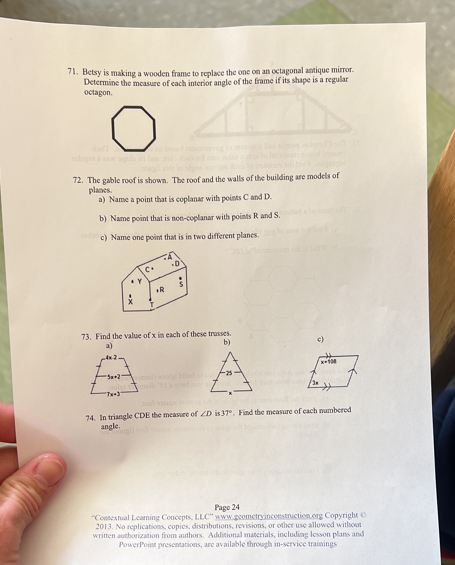 71. Betsy is making a wooden frame to replace the