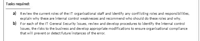 Tasks required: a) Review the current roles of