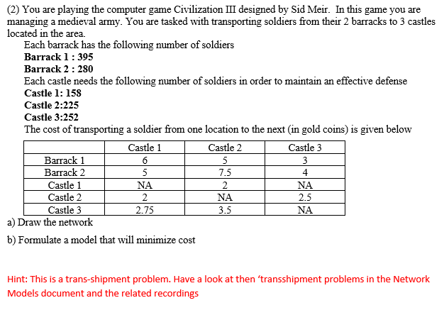 [2) You are playing the computer game