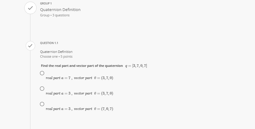 GROUP 1 V Quaternion Definition Group . 3