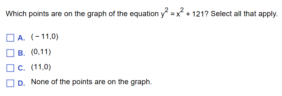Which points are on the graph of the equation y 2