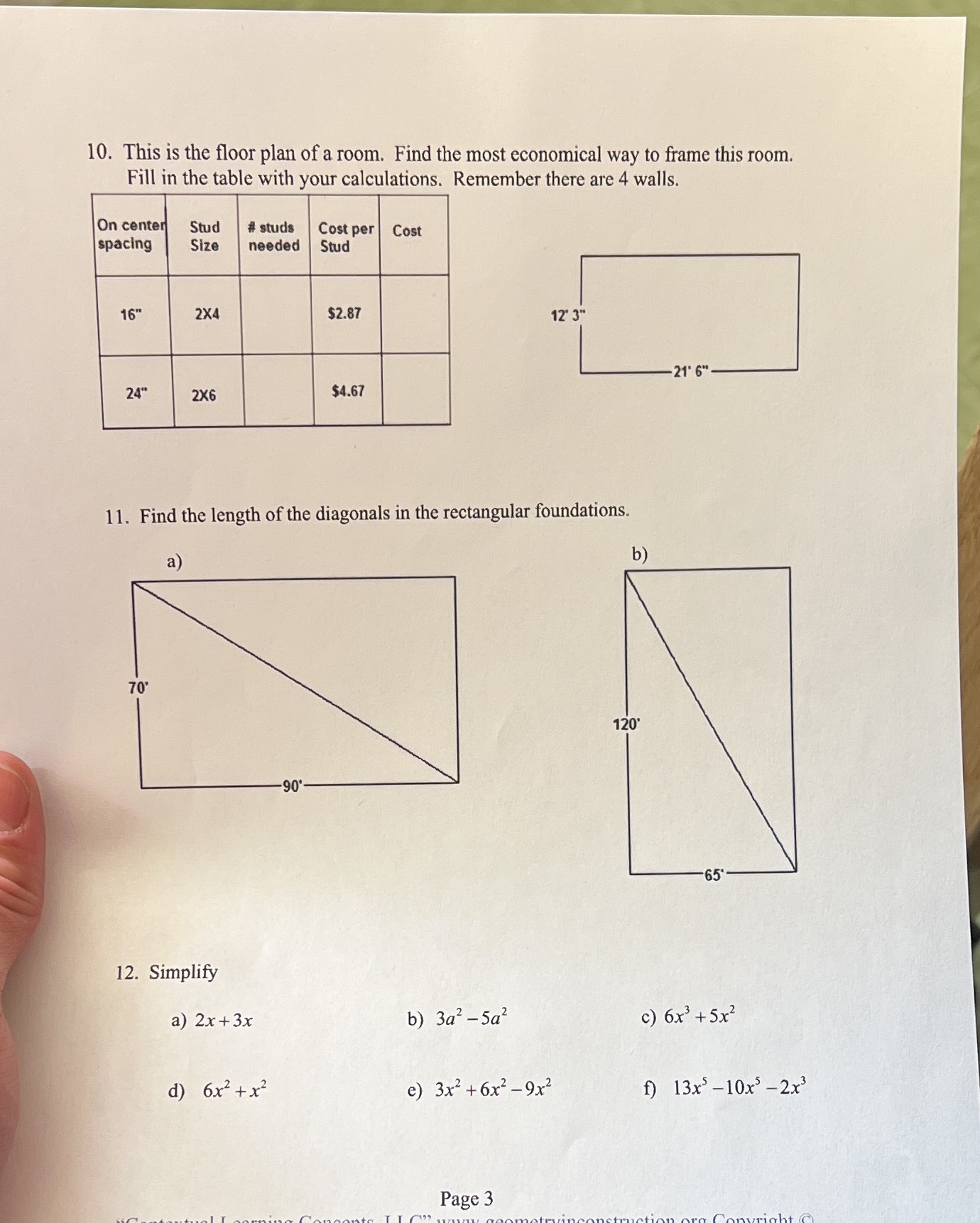 10. This is the floor plan of a room. Find the