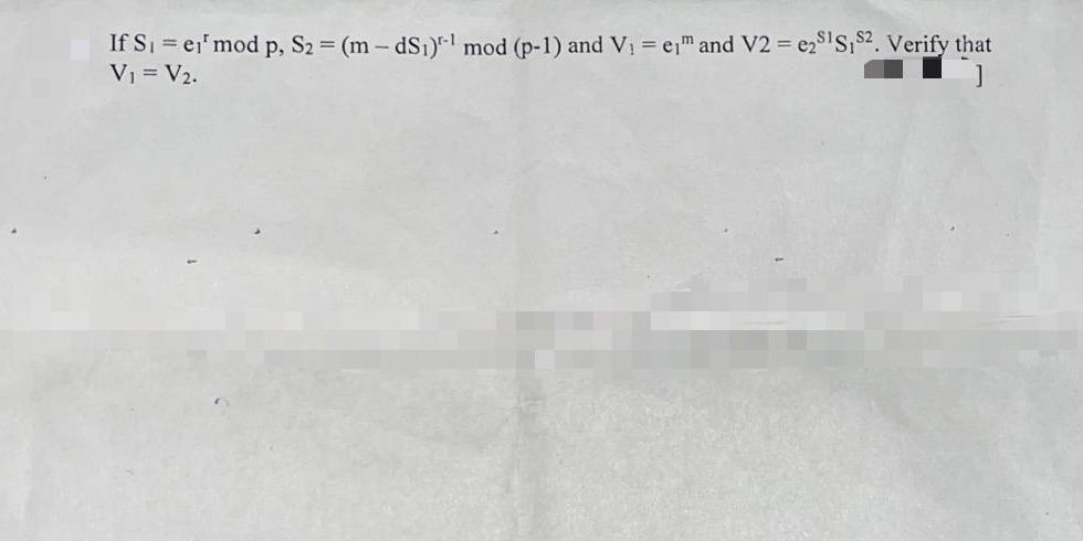 If S1 = el mod p, $2 = (m - dS1)- mod (p-1) and