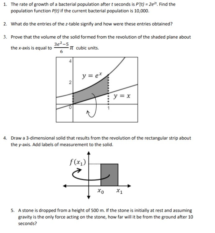 1. The rate of growth of a bacterial population