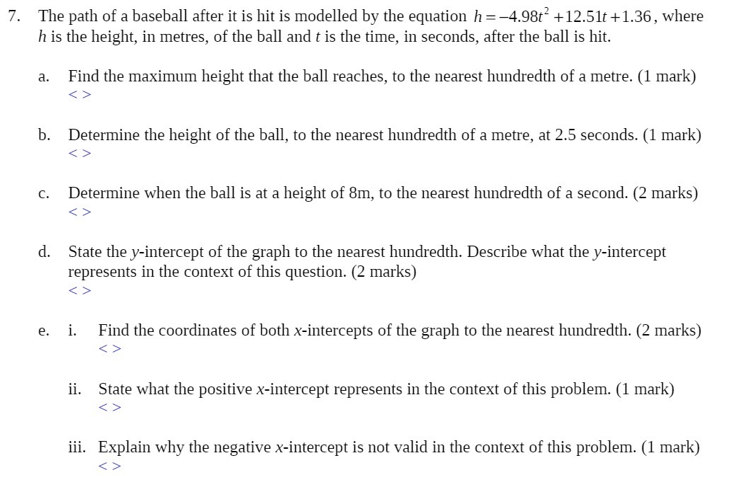The path of a baseball after it is hit is