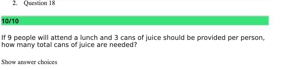 2. Question 18 10/10 If 9 people will attend a