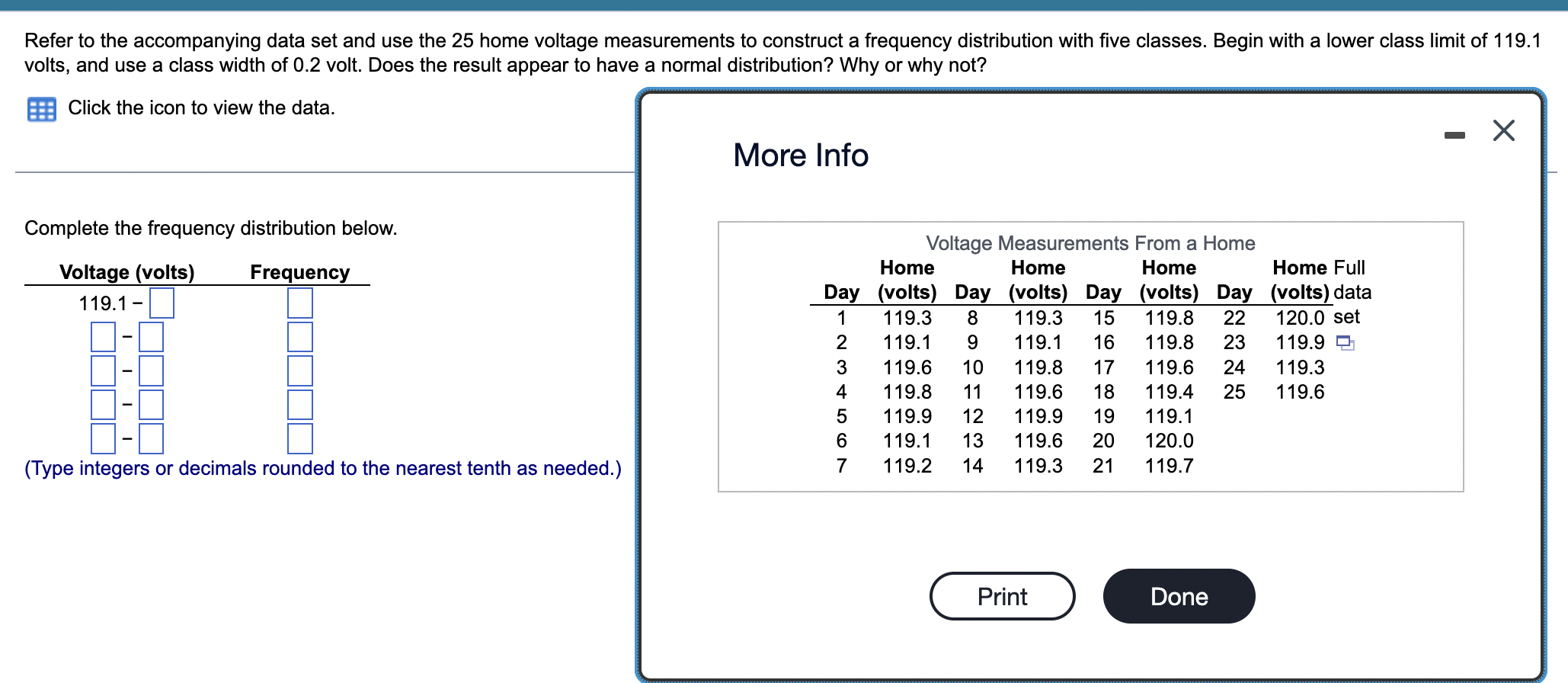 Refer to the accompanying data set and use the 25