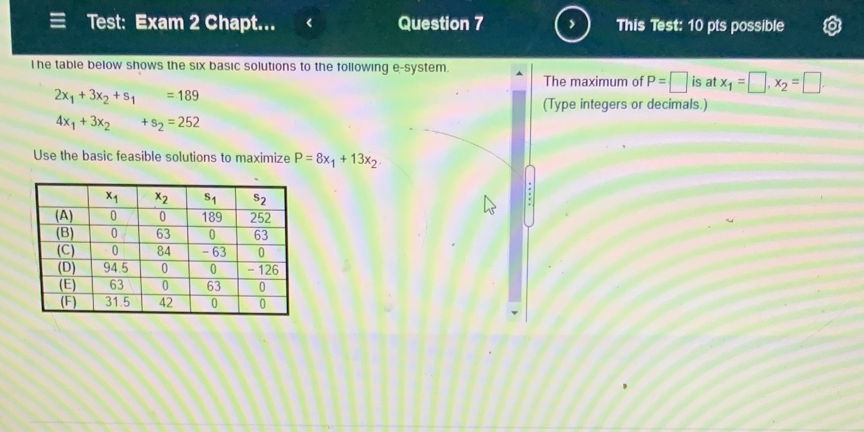 Test: Exam 2 Chapt... < Question 7 O This Test: