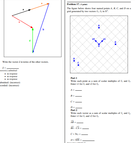 Part 1 b Write the vector d in terms of the other