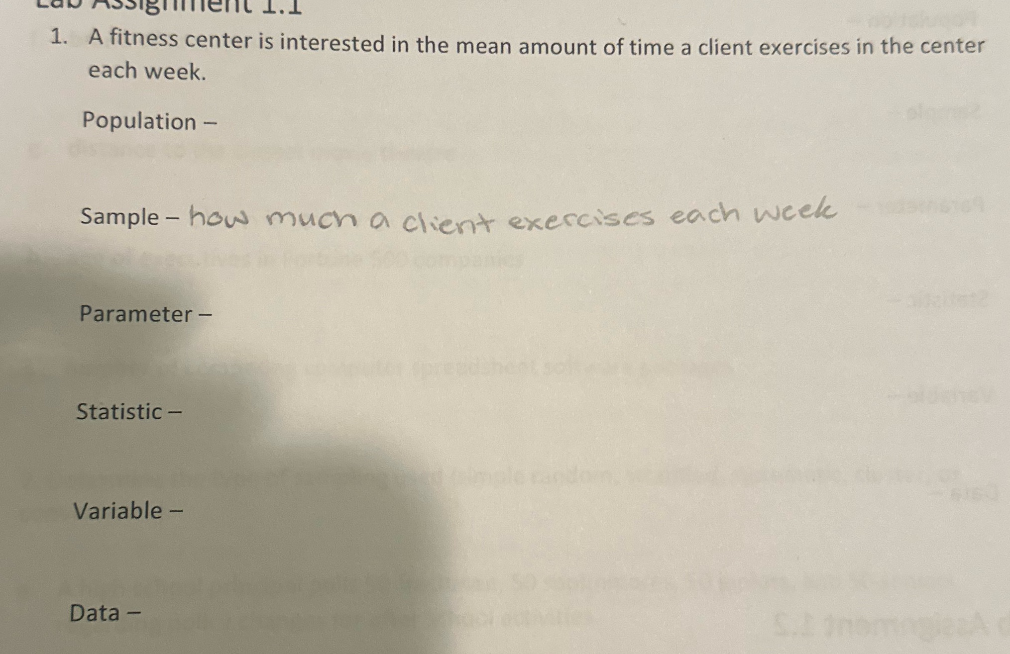 ssigment 1. 1 1. A fitness center is interested