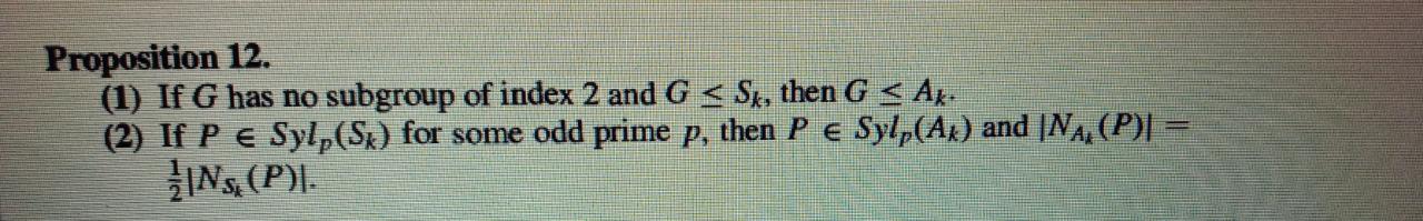 Q1. Proposition 12. (1) If G has no subgroup of