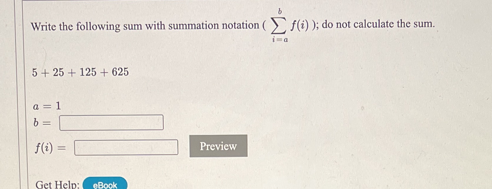 b Write the following sum with summation notation