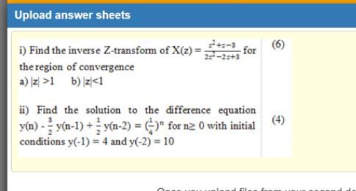 fast as possible Upload answer sheets i) Find the