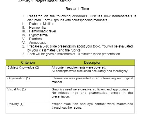 Activity 1. Project Based Learning Research Time