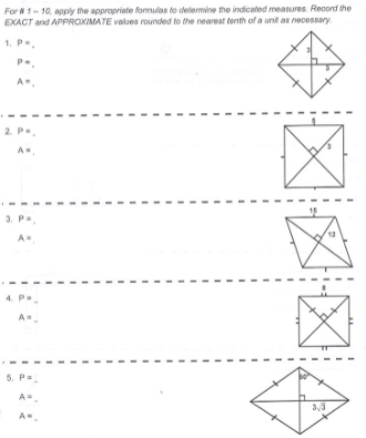 For # 1 - 10, apply the appropriate formulas to