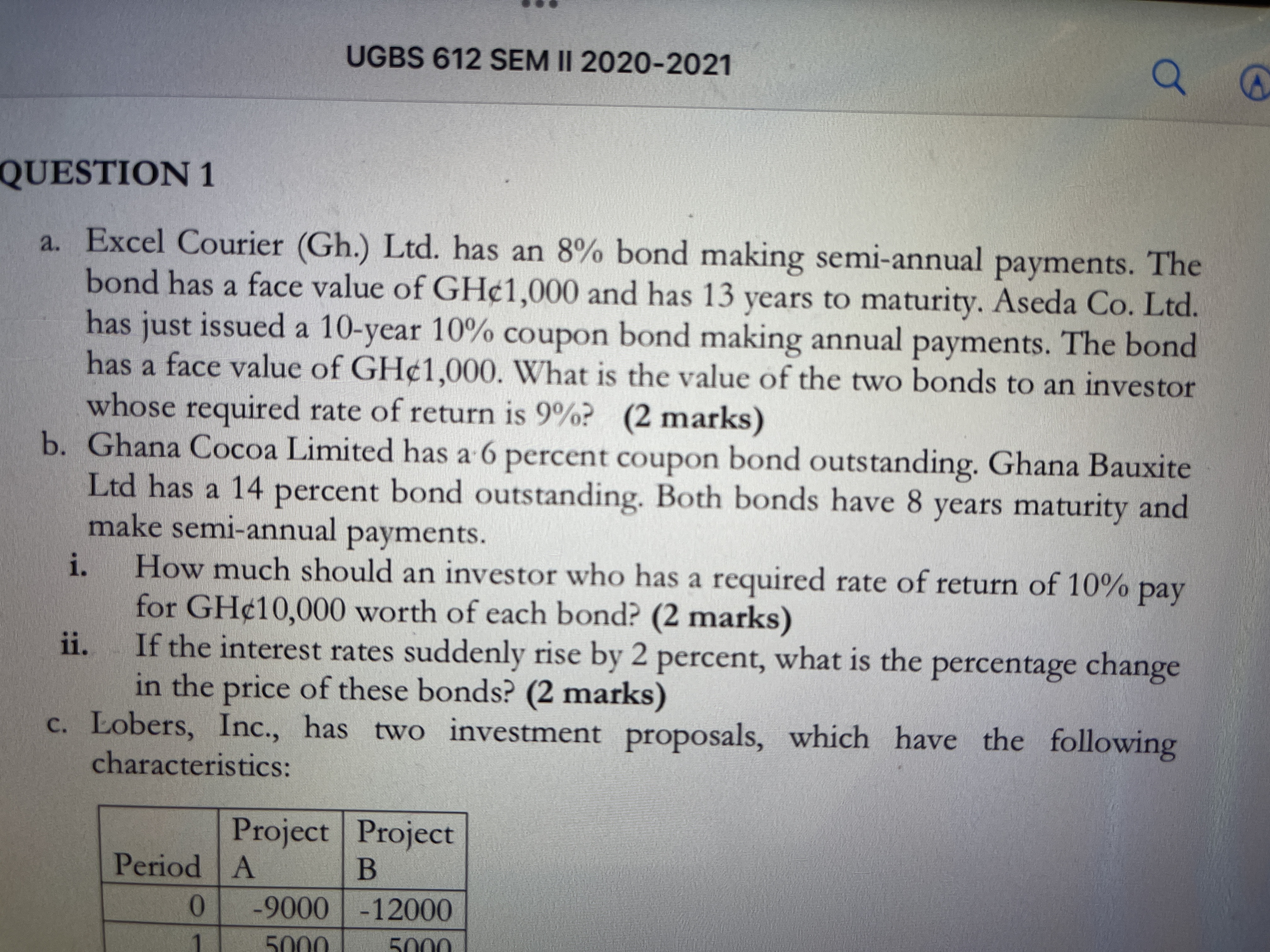 UGBS 612 SEM II 2020-2021 O S QUESTION 1 a. Excel