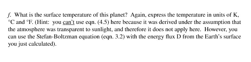 f. What is the surface temperature of this