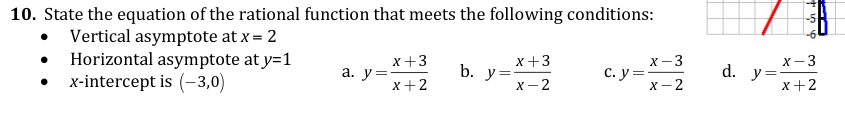 9. Using the graph, determine which is part of