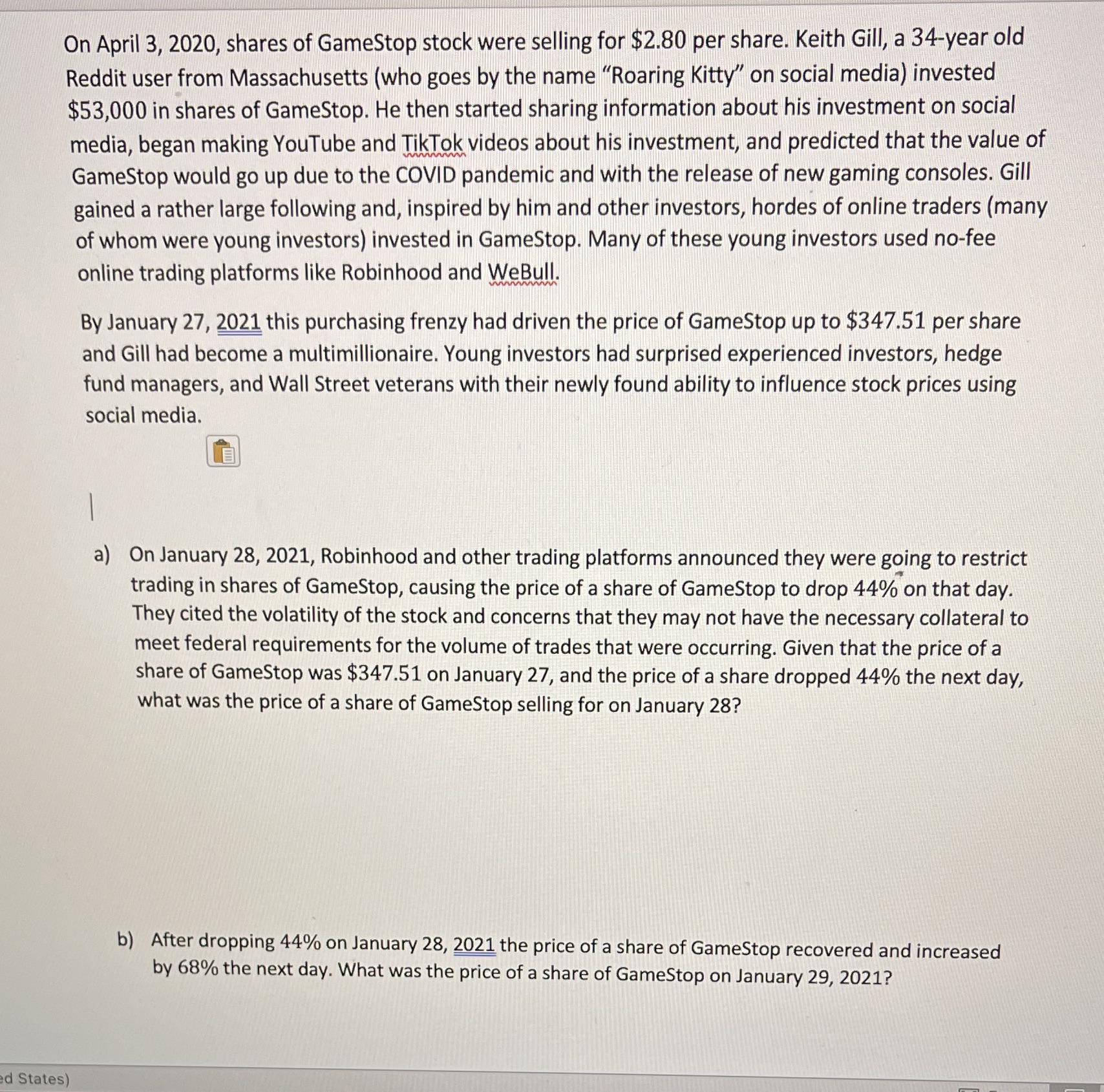 On April 3, 2020, shares of GameStop stock were