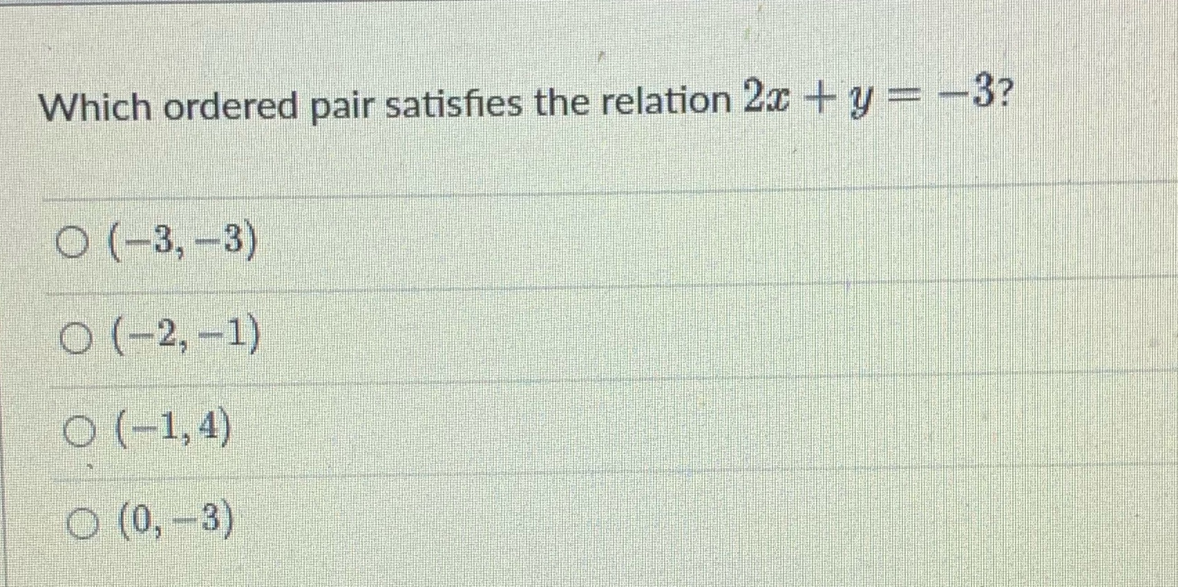 I need help bad Which ordered pair satisfies the