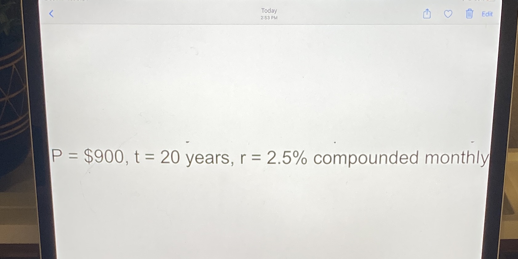 Find the future value F of the given principle
