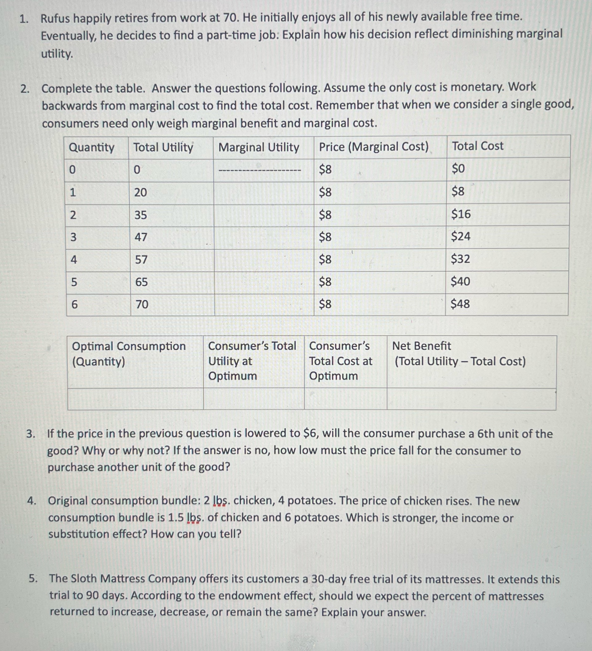 Need help answering 1. Rufus happily retires from