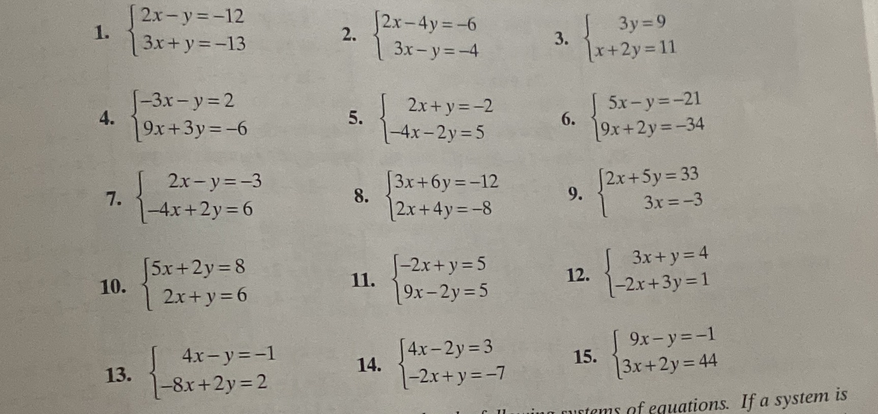 Use method of substitution to solve problems 1-15