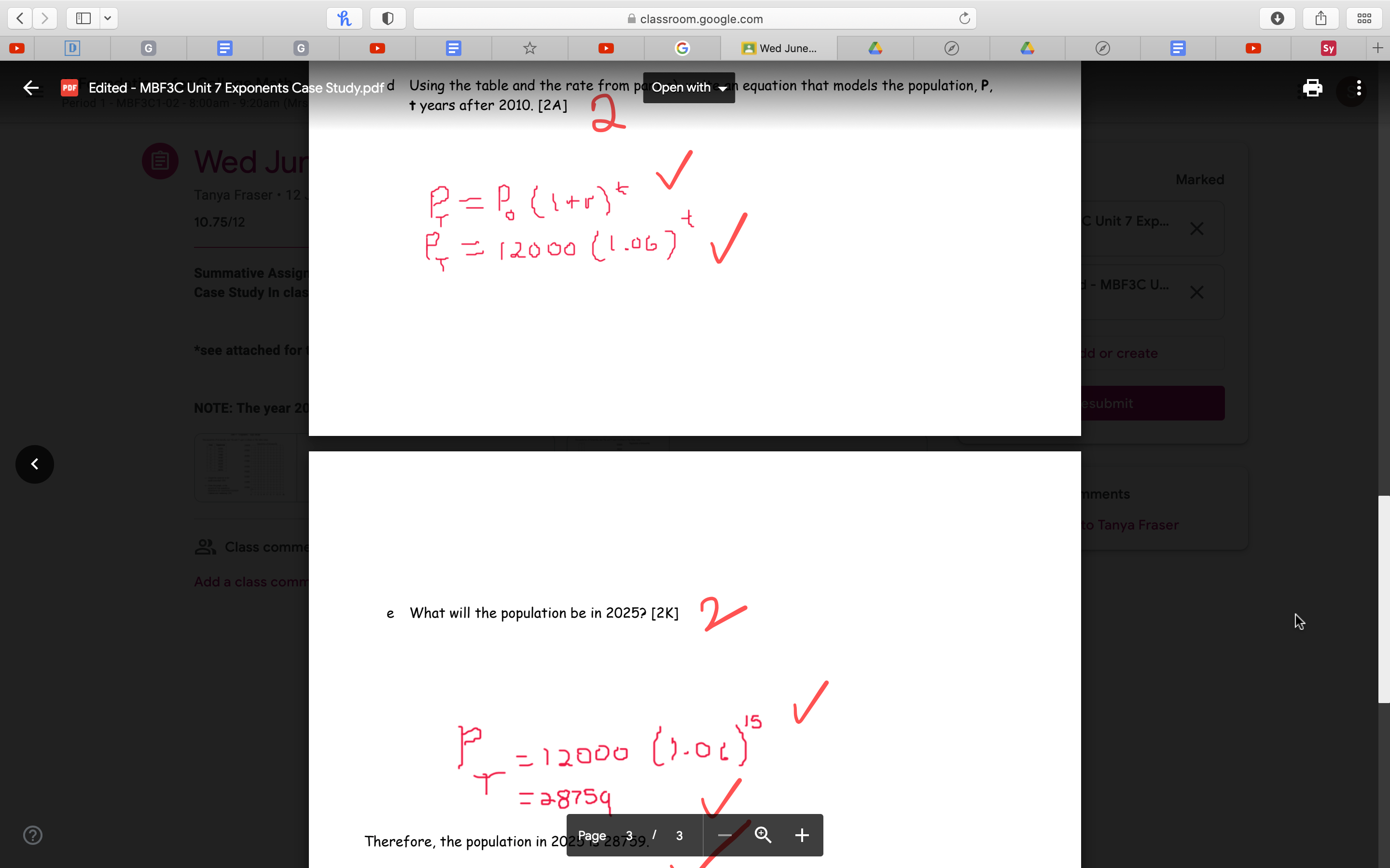 Determine if the following table of values