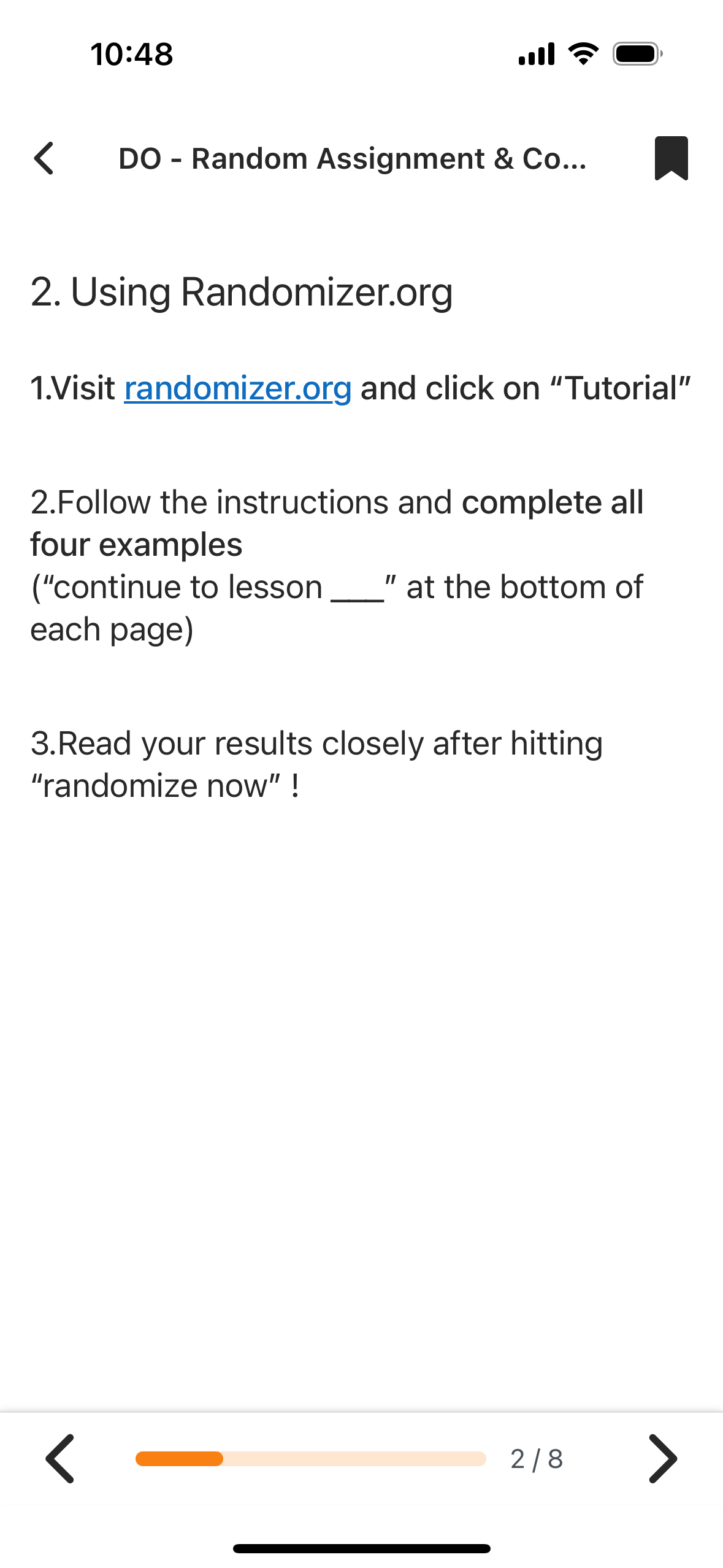 10:48 ull @ DO - Random Assignment & Co... . 1.