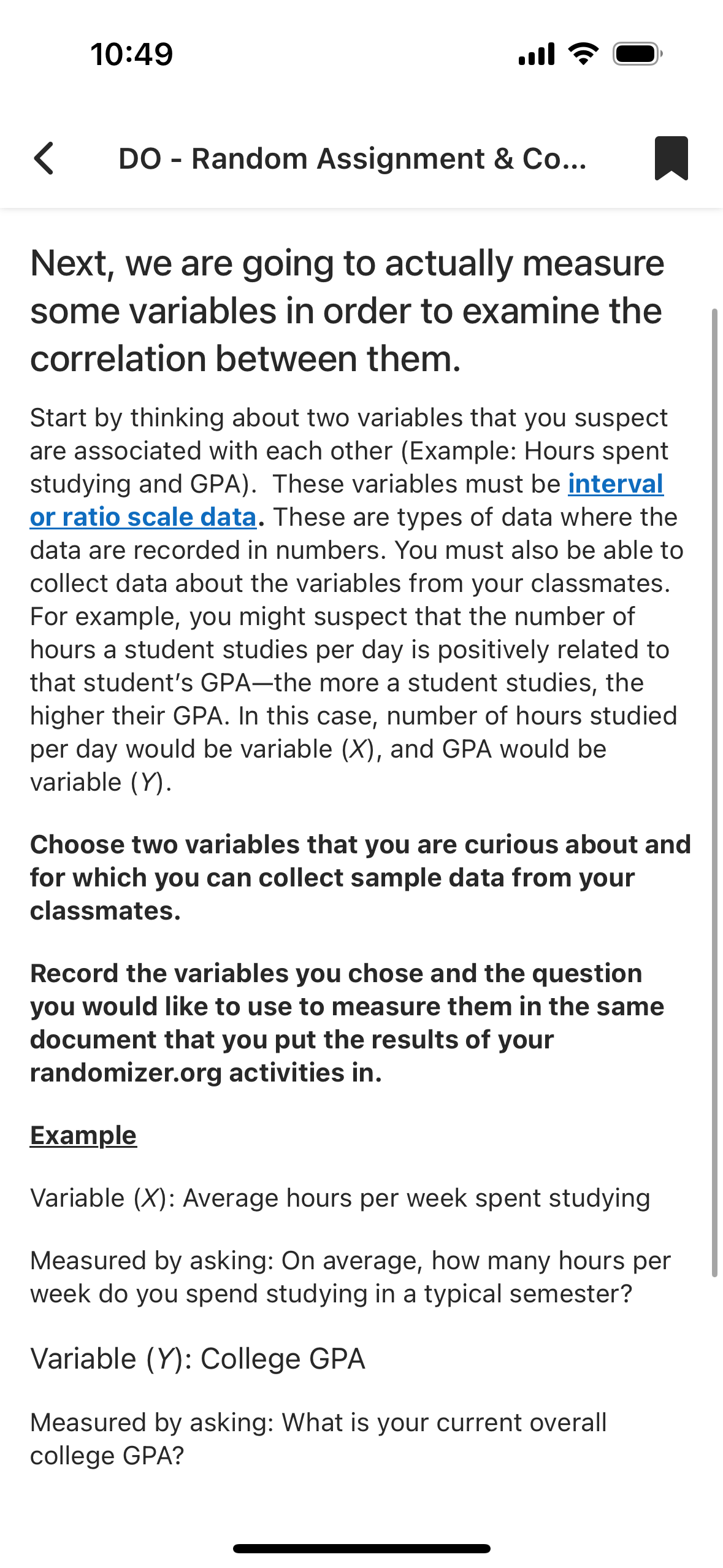 10:48 ull @ DO - Random Assignment & Co... . 1.