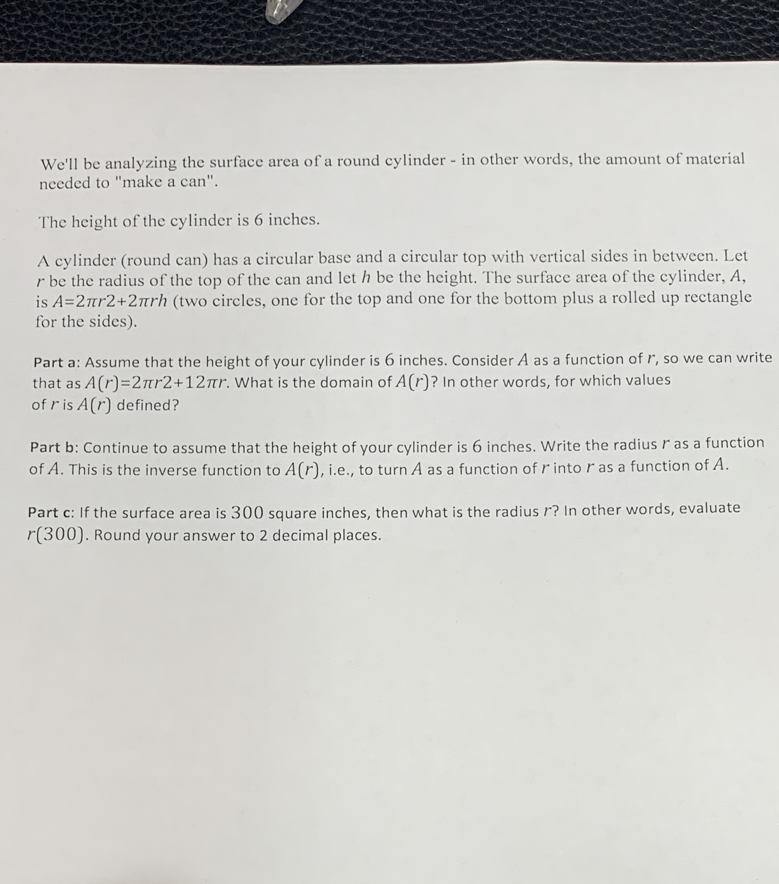 We'll be analyzing the surface area of a