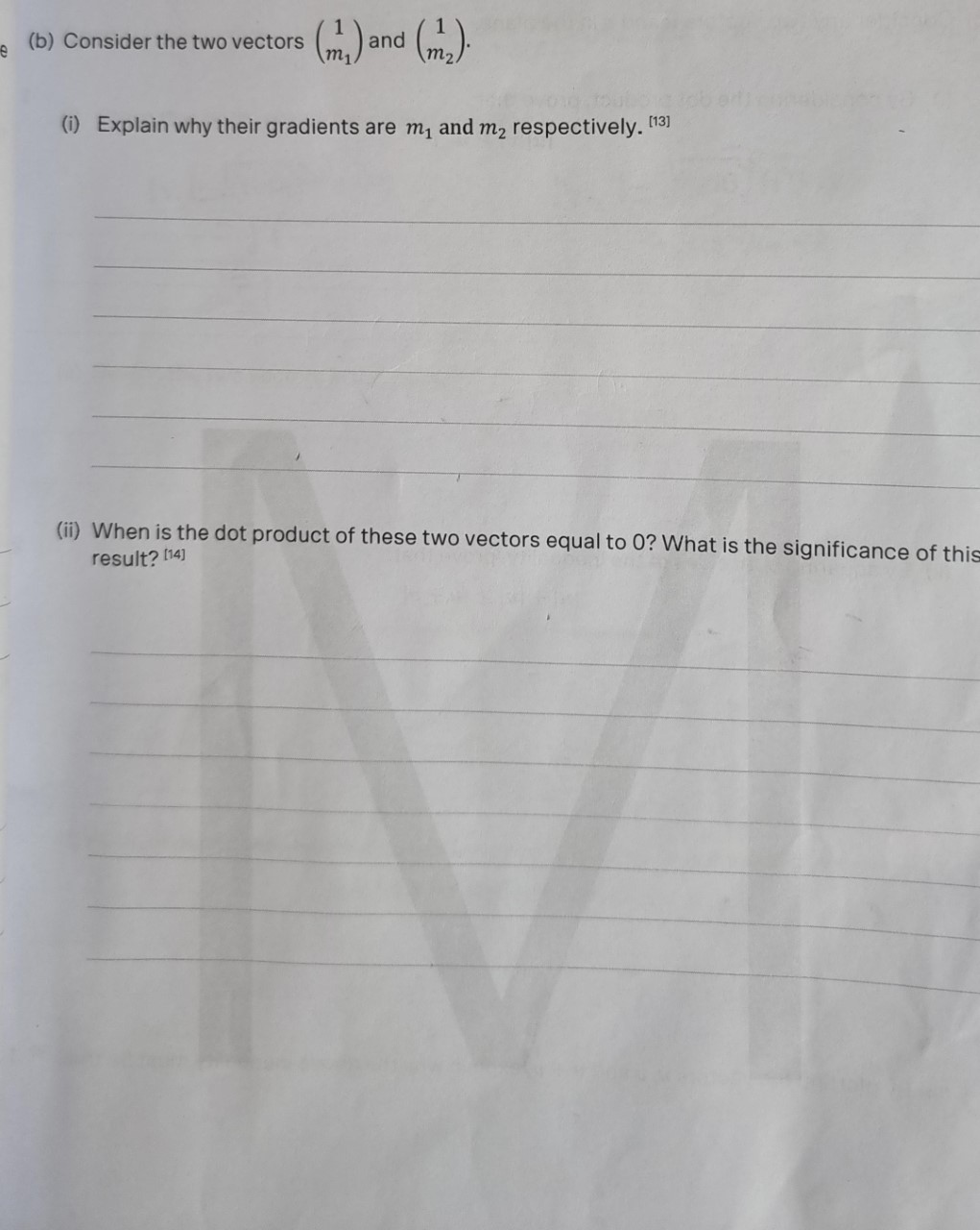 (c) Consider any two vectors u and v in the