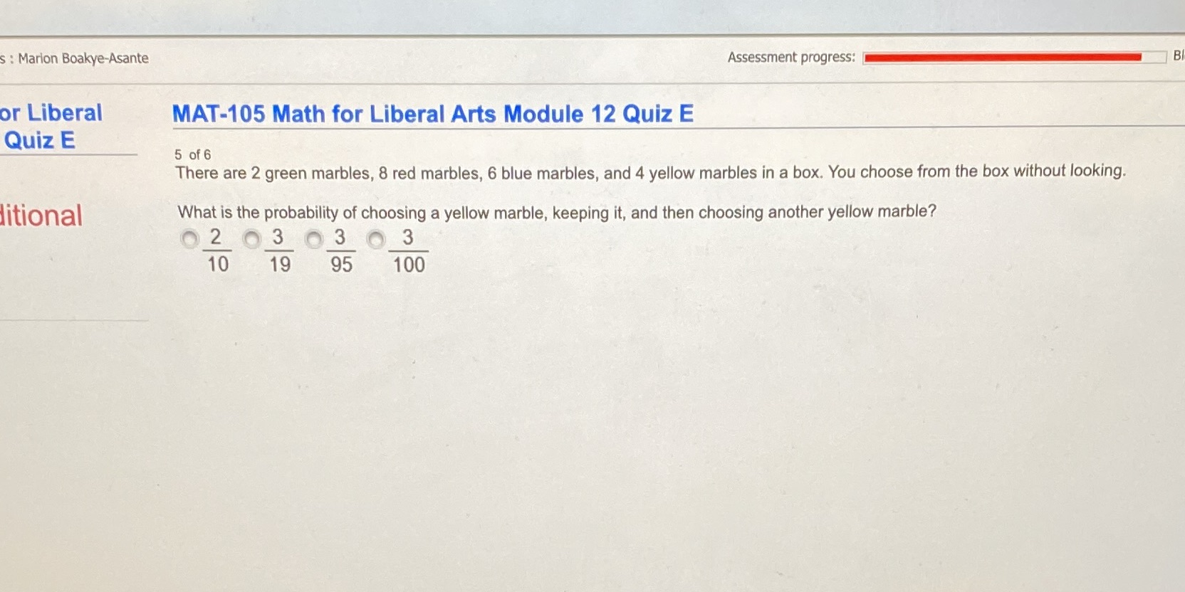 s : Marion Boakye-Asante Assessment progress: B