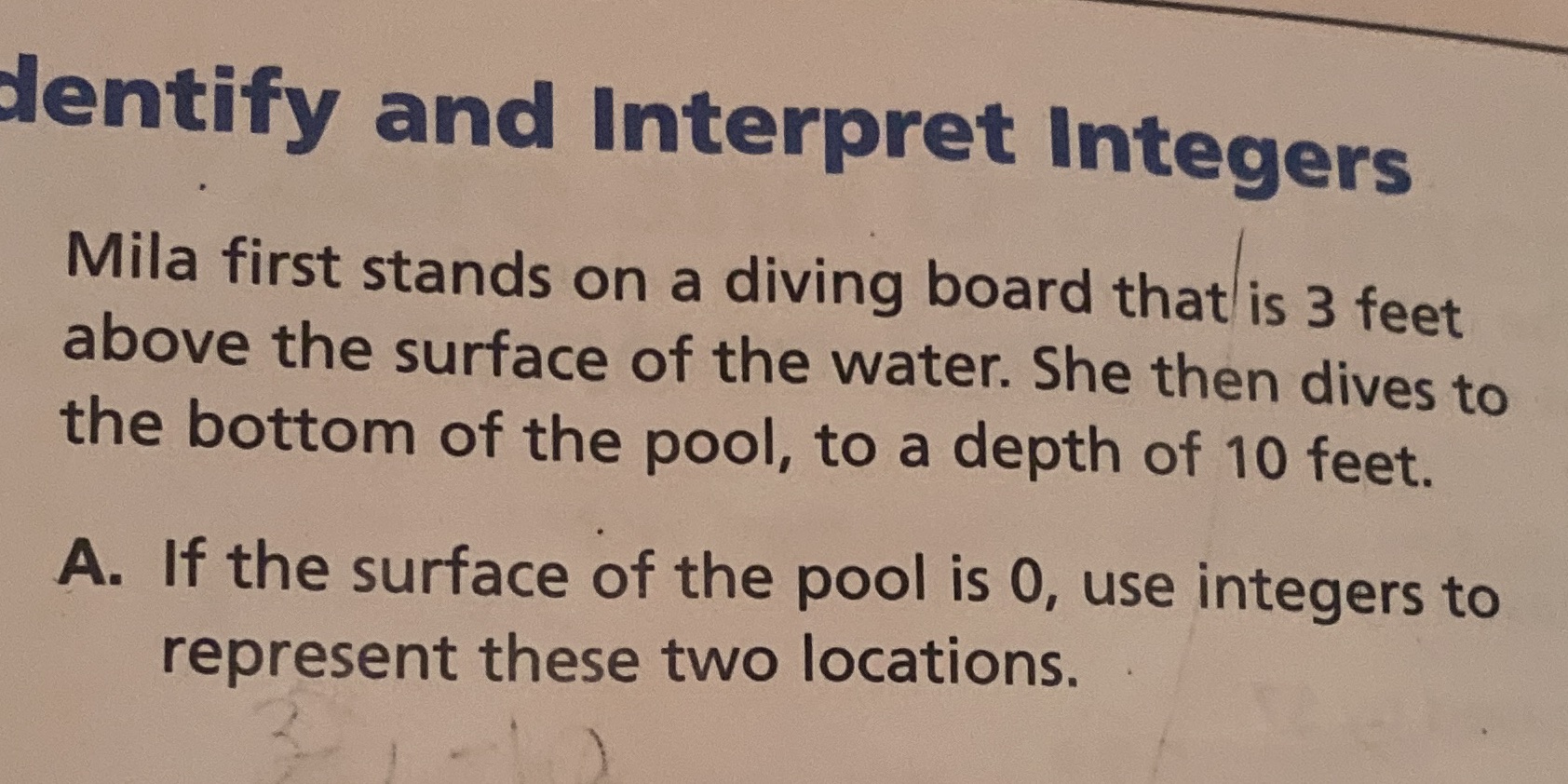 dentify and Interpret Integers Mila first stands