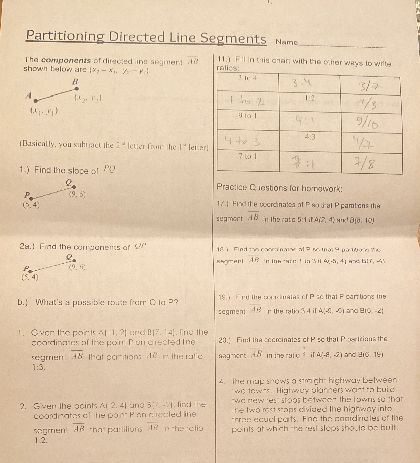 Partitioning Directed Line Segments Name. The