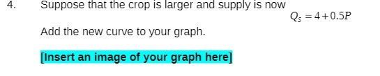 4. Suppose that the crop is larger and supply is