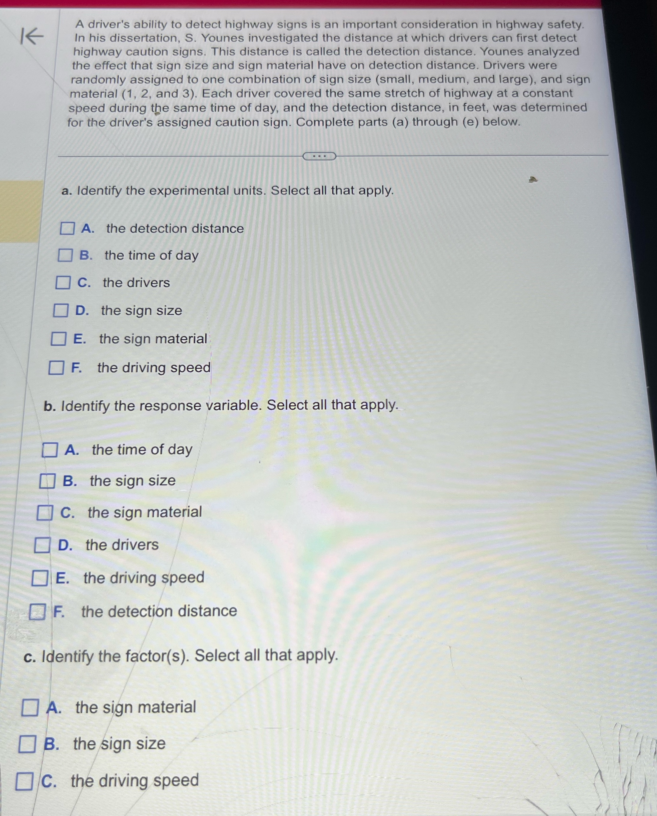 A driver's ability to detect highway signs