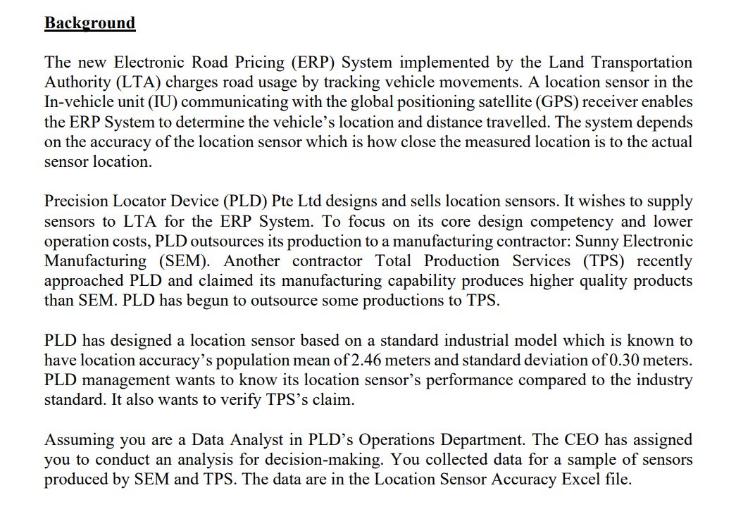 SN Contractor PLD Sensor Accuracy (in meters) 1