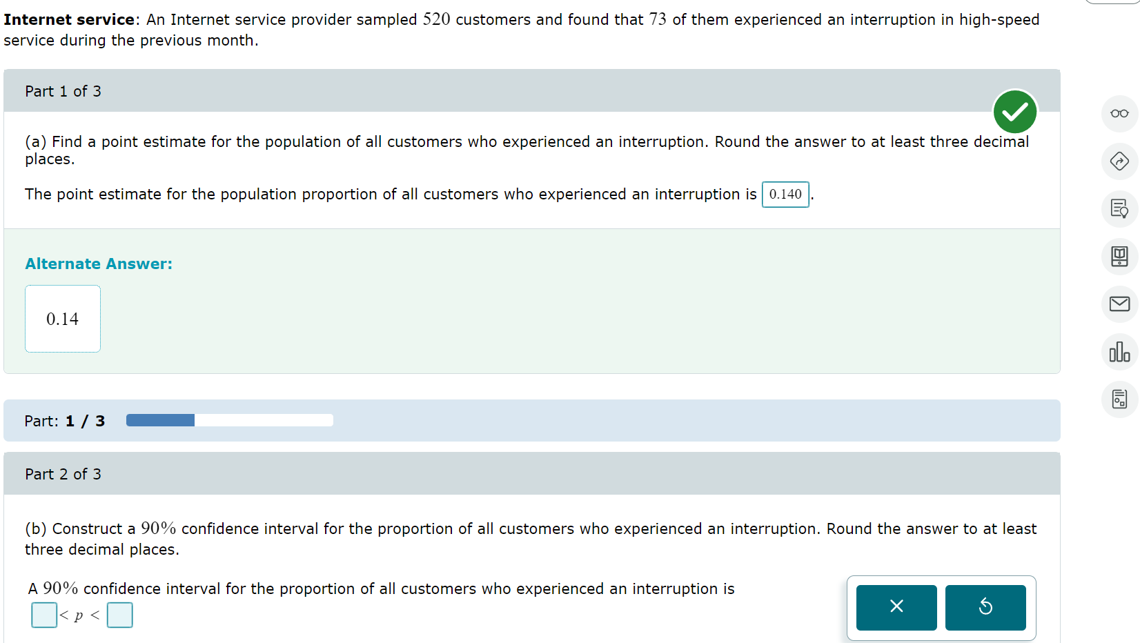 (b) Construct a confidence interval for the