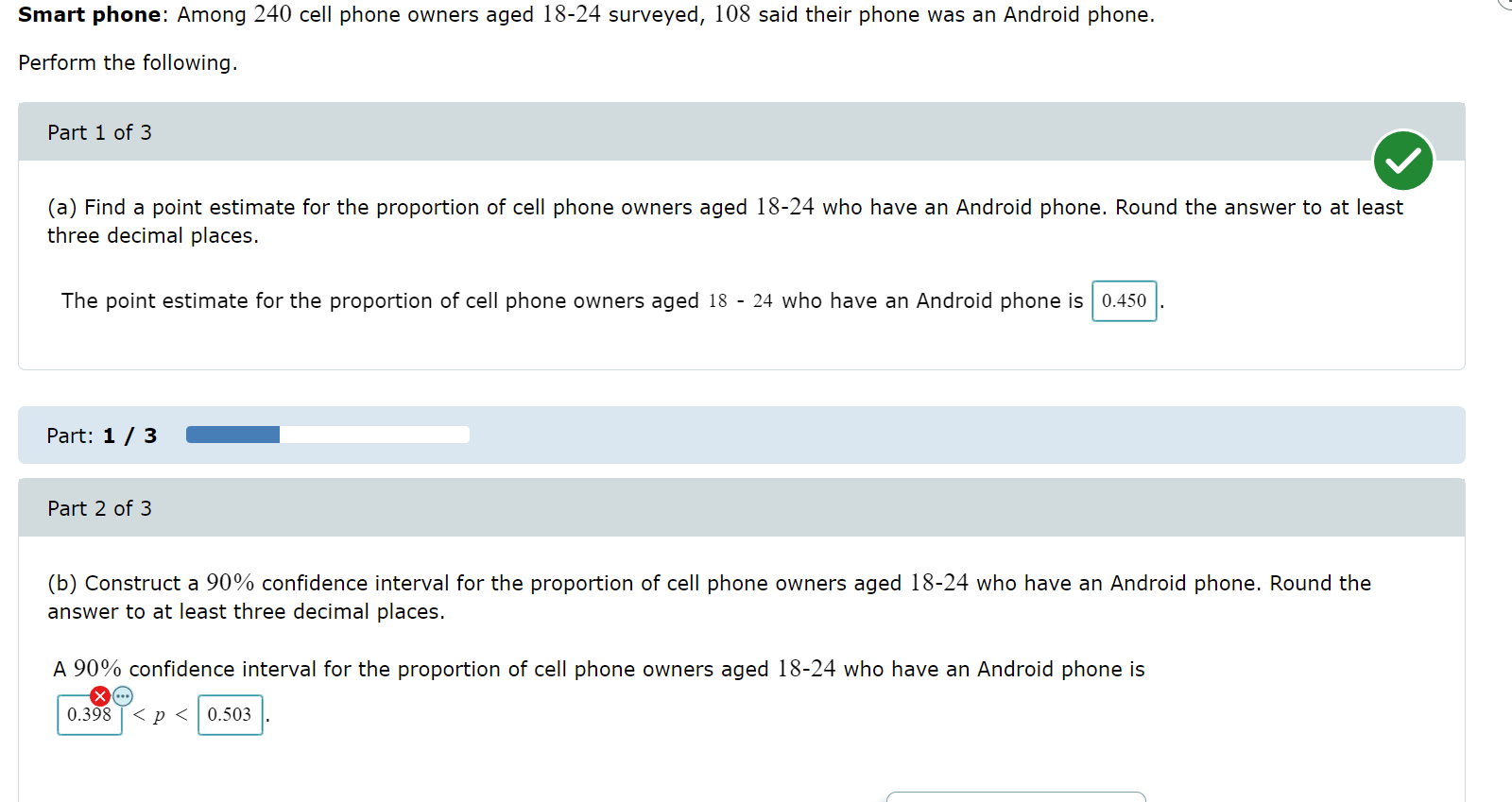 A confidence interval for the proportion of cell
